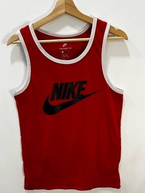 Nike Ace Logo Men's Tank Top in athletic red with a black logo and white trim